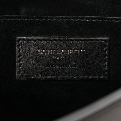 Saint Laurent Smooth Calfskin Suede Betty Stud Stripe Flap Messenger Black 6 of 10