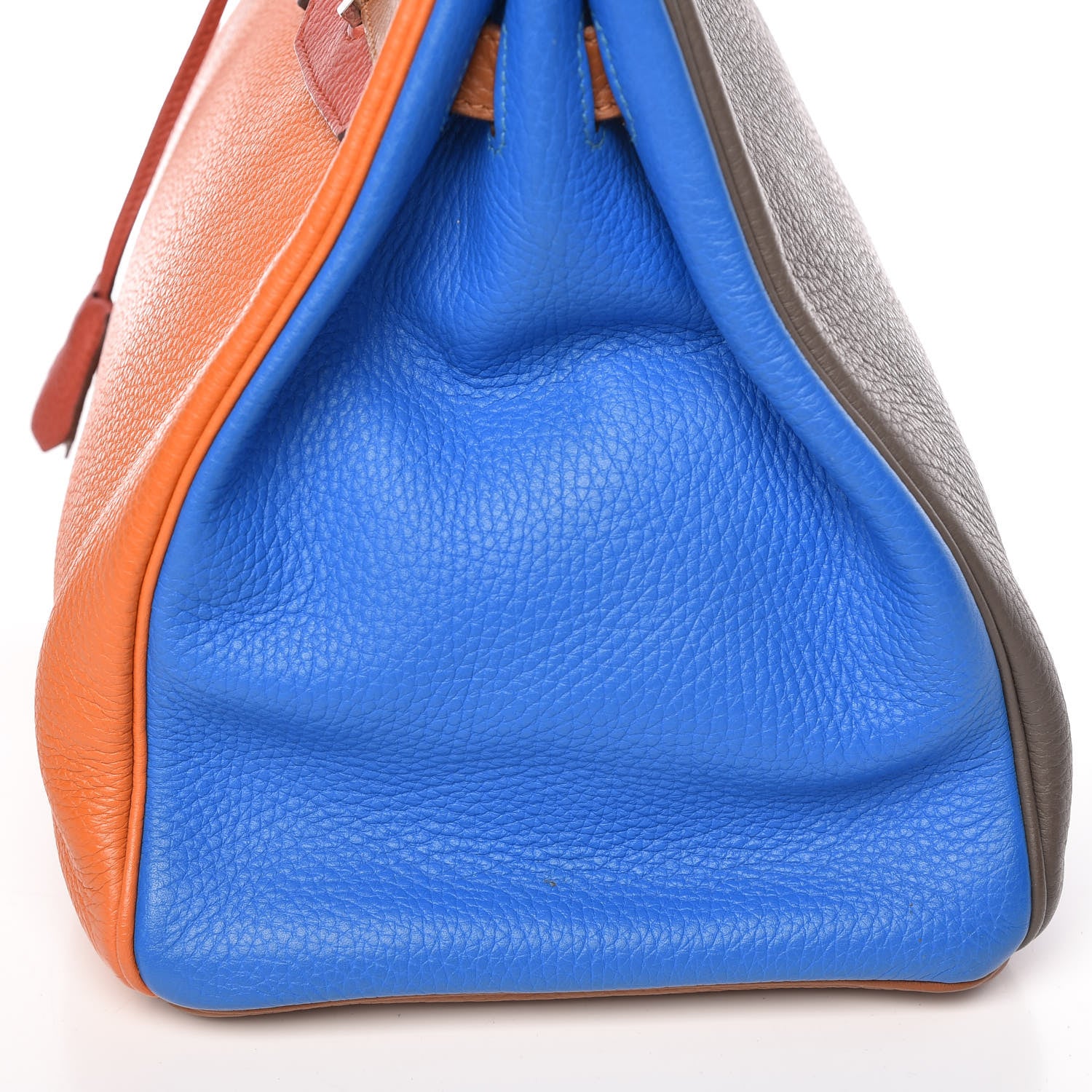 Hermes Taurillon Clemence Arlequin Birkin 35 Orange Sanguine Gold Bleu Lin Bleu Hydra Etain 34 of 35