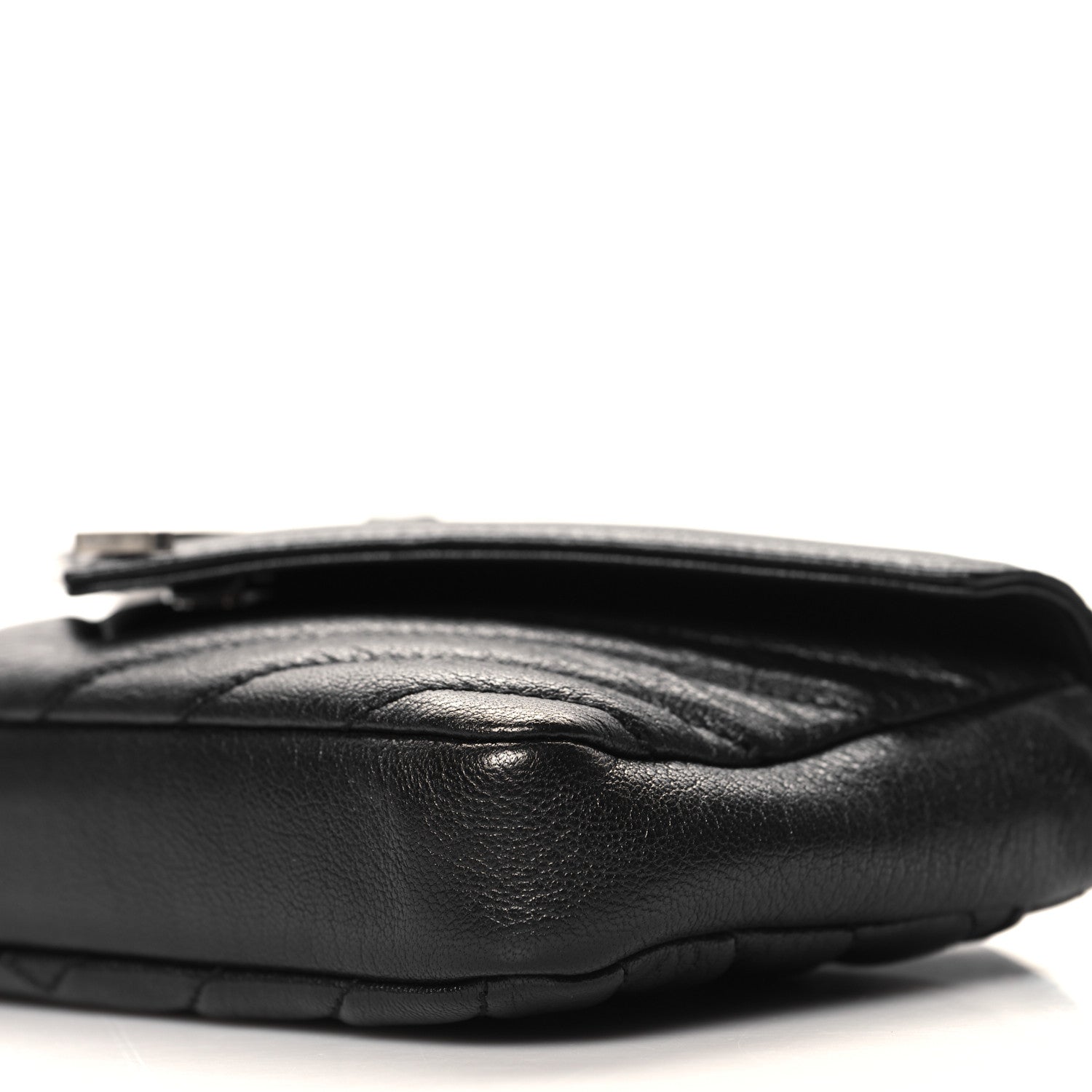 Saint Laurent Sheepskin Matelasse Chevron Monogram College Chain Wallet Coal 9 of 10