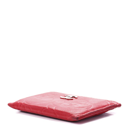 Chanel Lambskin Camellia Embossed Card Holder Red 9 of 12