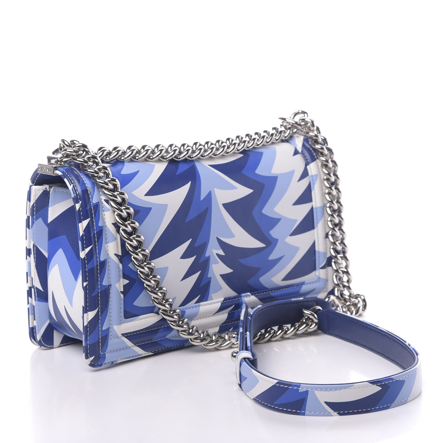 Chanel Printed Calfskin Medium Boy Flap Blue White 3 of 10