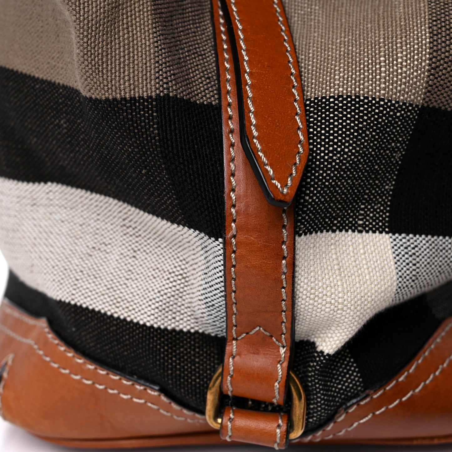 Canvas Mega Check Traveler Tote Dark Tan