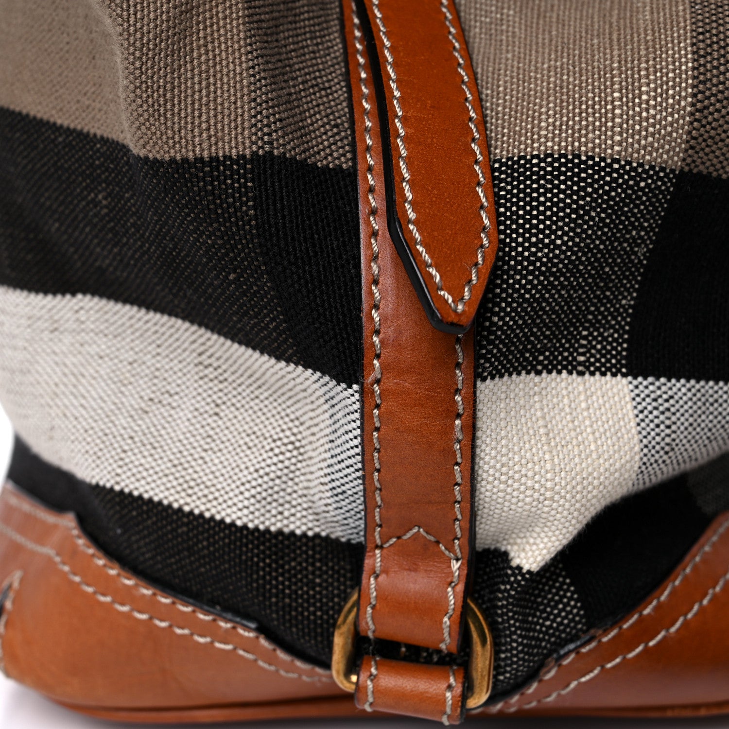 Burberry Canvas Mega Check Traveler Tote Dark Tan 21 of 36