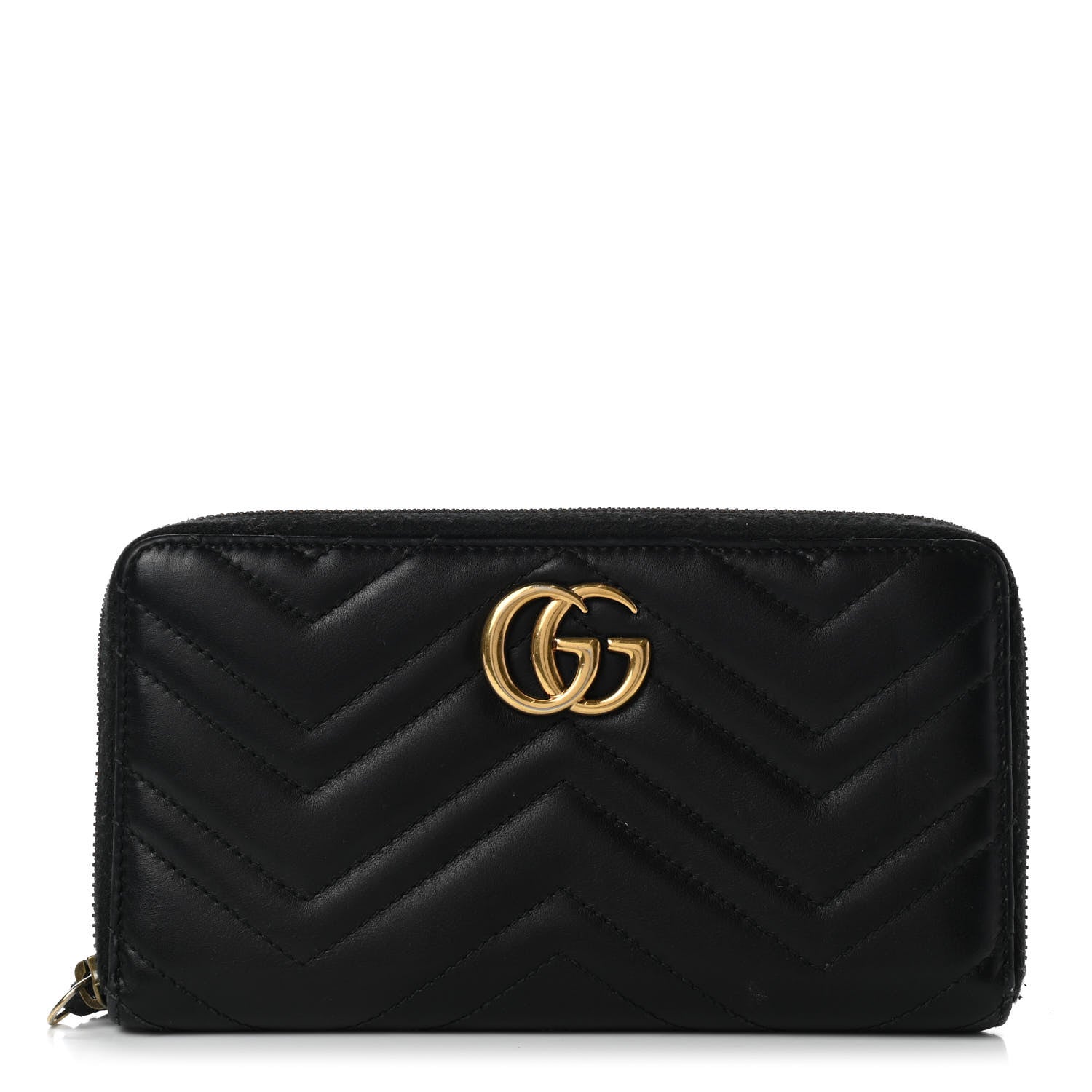 Gucci Calfskin Matelasse GG Marmont Zip Around Organizer Wallet Black 1 of 10