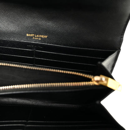Saint Laurent Grain De Poudre Matelasse Chevron Monogram Flap Wallet Black 5 of 8