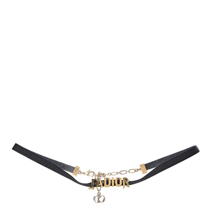 Christian Dior Grosgrain Ribbon J'Adior Logo Choker Necklace Black 1 of 5