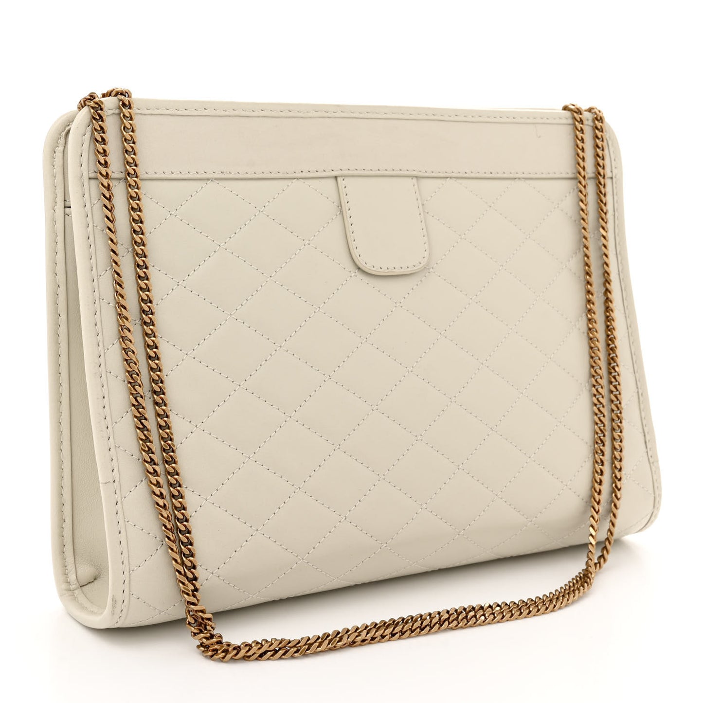 Lambskin Quilted Monogram Baby Victoire Chain Clutch Blanc Vintage
