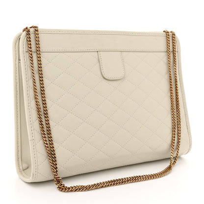 Saint Laurent Lambskin Quilted Monogram Baby Victoire Chain Clutch Blanc Vintage 3 of 12