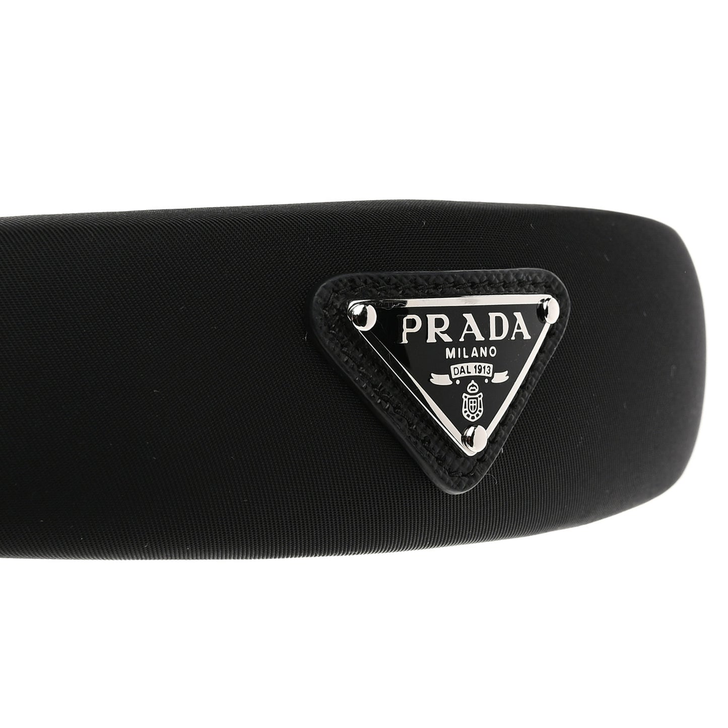 Re-Nylon Metal Triangle Logo Headband Black