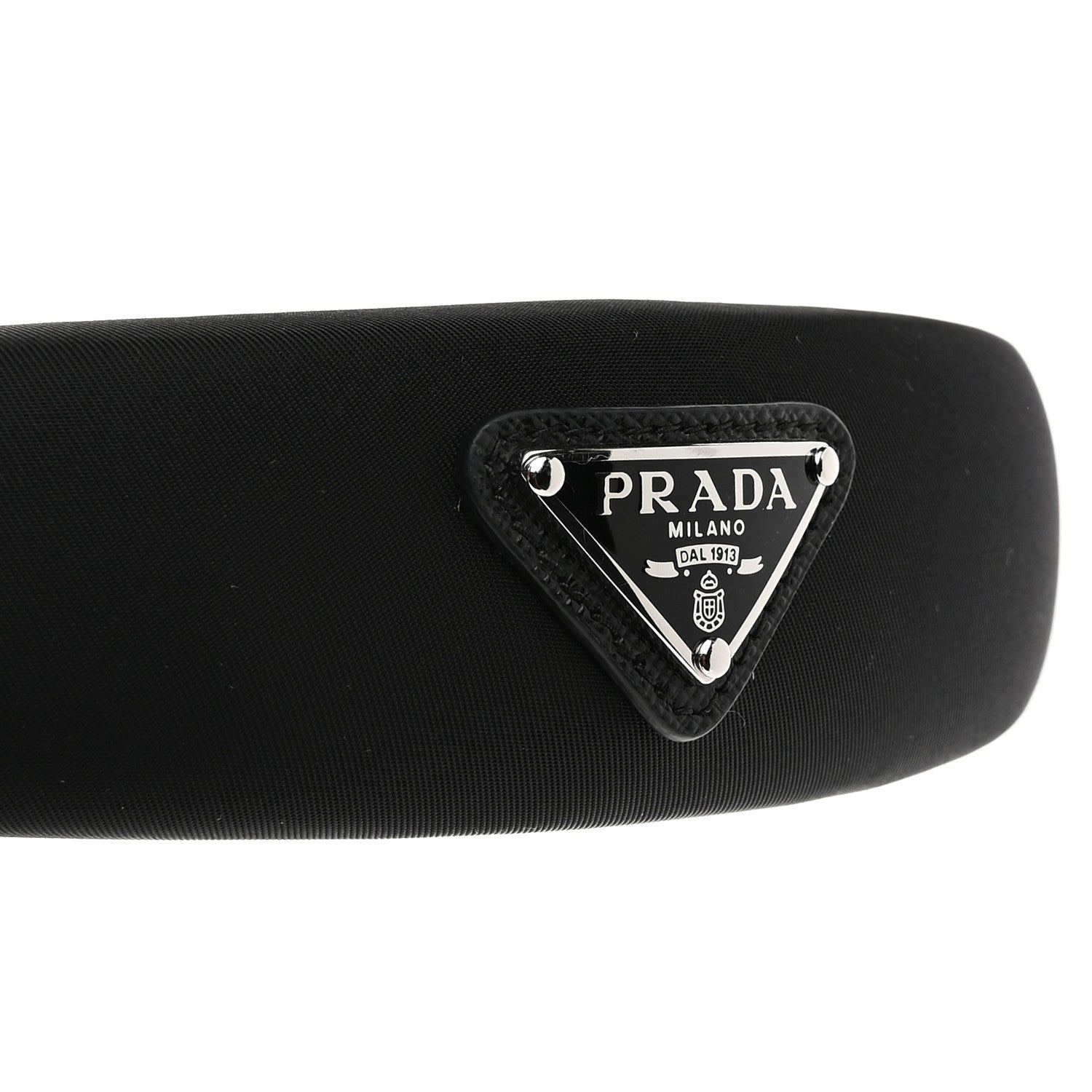 Prada Re-Nylon Metal Triangle Logo Headband Black 5 of 5