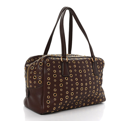 Prada Vitello Daino Grommet Satchel Bruciato 3 of 8