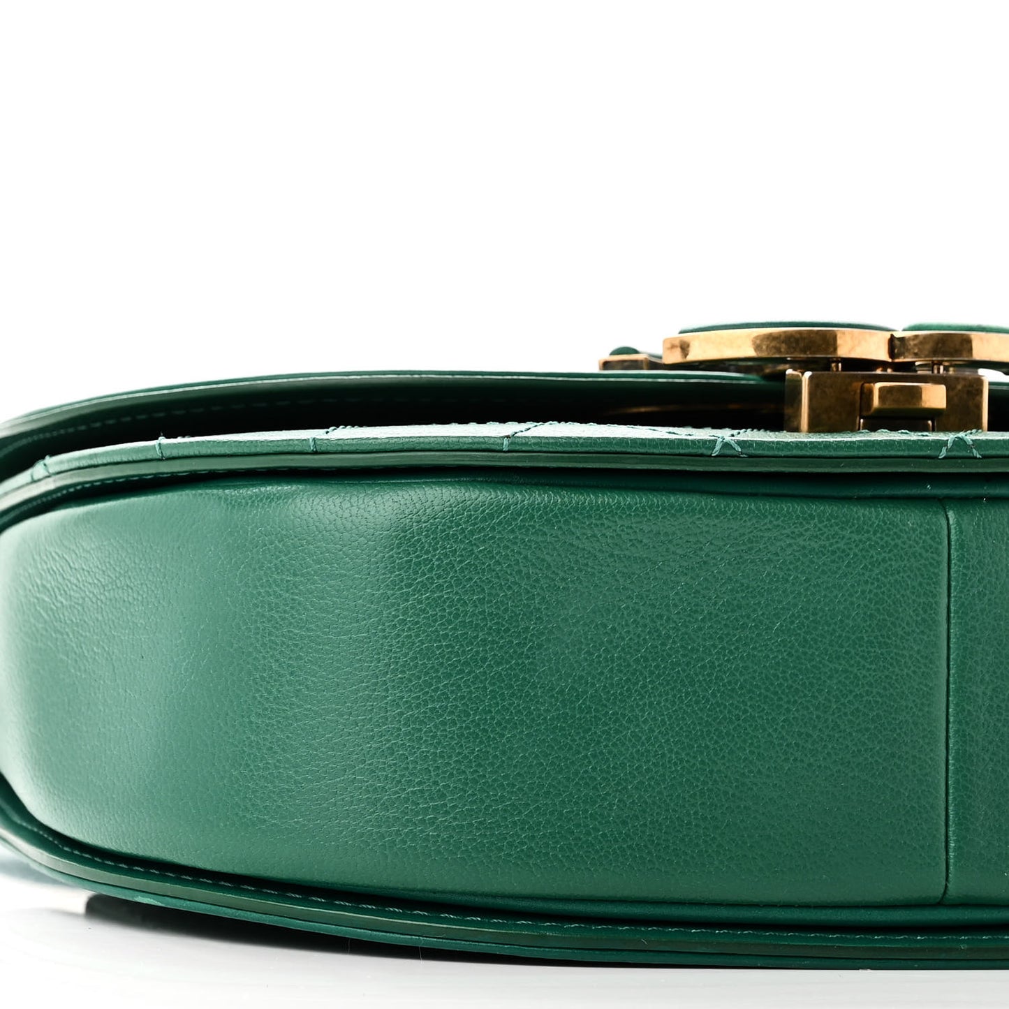 Shiny Calfskin Goatskin Quilted Small Coco Curve Messenger Flap Green