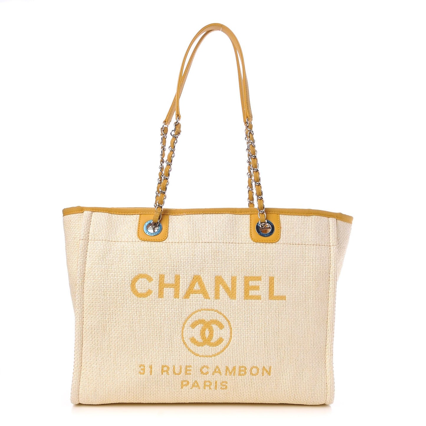 Woven Straw Raffia Small Deauville Tote Yellow