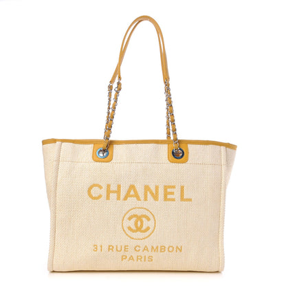 Chanel Woven Straw Raffia Small Deauville Tote Yellow 1 of 7