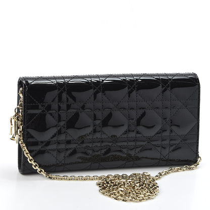 Christian Dior Patent Cannage Rendez-vous Chain Wallet Black 2 of 9