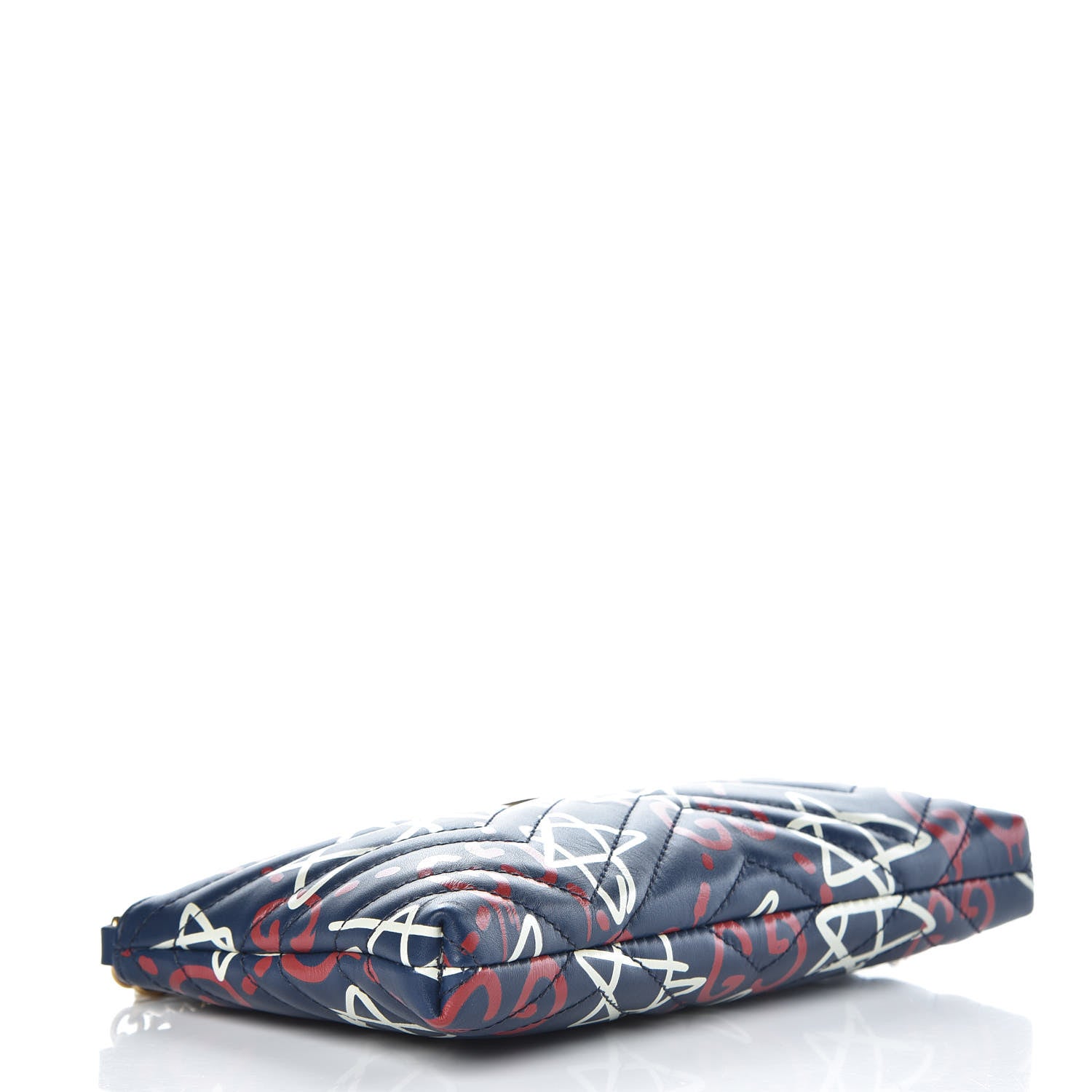 Gucci Calfskin Matelasse GucciGhost Mini GG Marmont Chain Bag Blue Agata Hibiscus Red 4 of 7