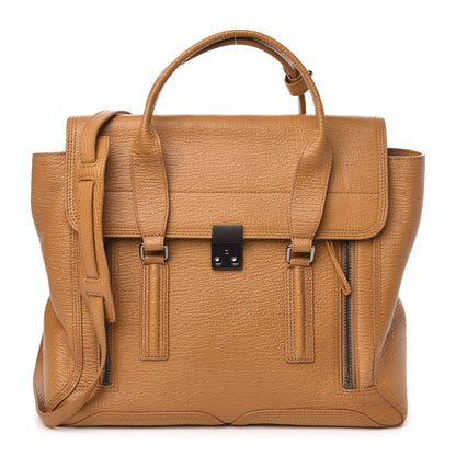 3.1 Phillip Lim 3.1 Textured Calfskin Large Pashli Satchel Amber 1 of 10