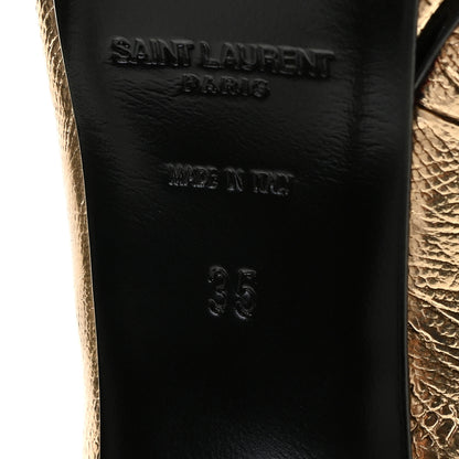 Saint Laurent Metallic Lizard Calfskin Embossed Janis 105 Escarpin Cut Out Pump 35 Pale Gold 11 of 13