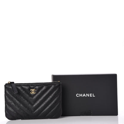 Chanel Calfskin Chevron Quilted Small Cosmetic Case Black 8 of 8