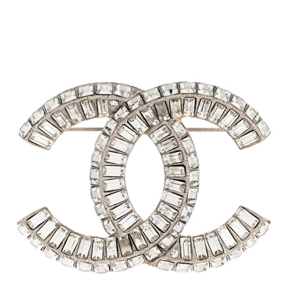 Chanel Baguette Crystal CC Brooch Silver 1 of 8