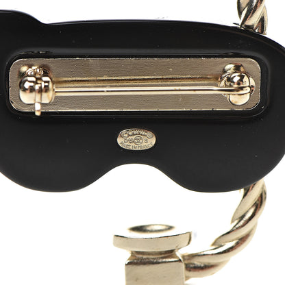 Chanel Resin Pearl Snorkeling CC Brooch Black White Gold 4 of 4