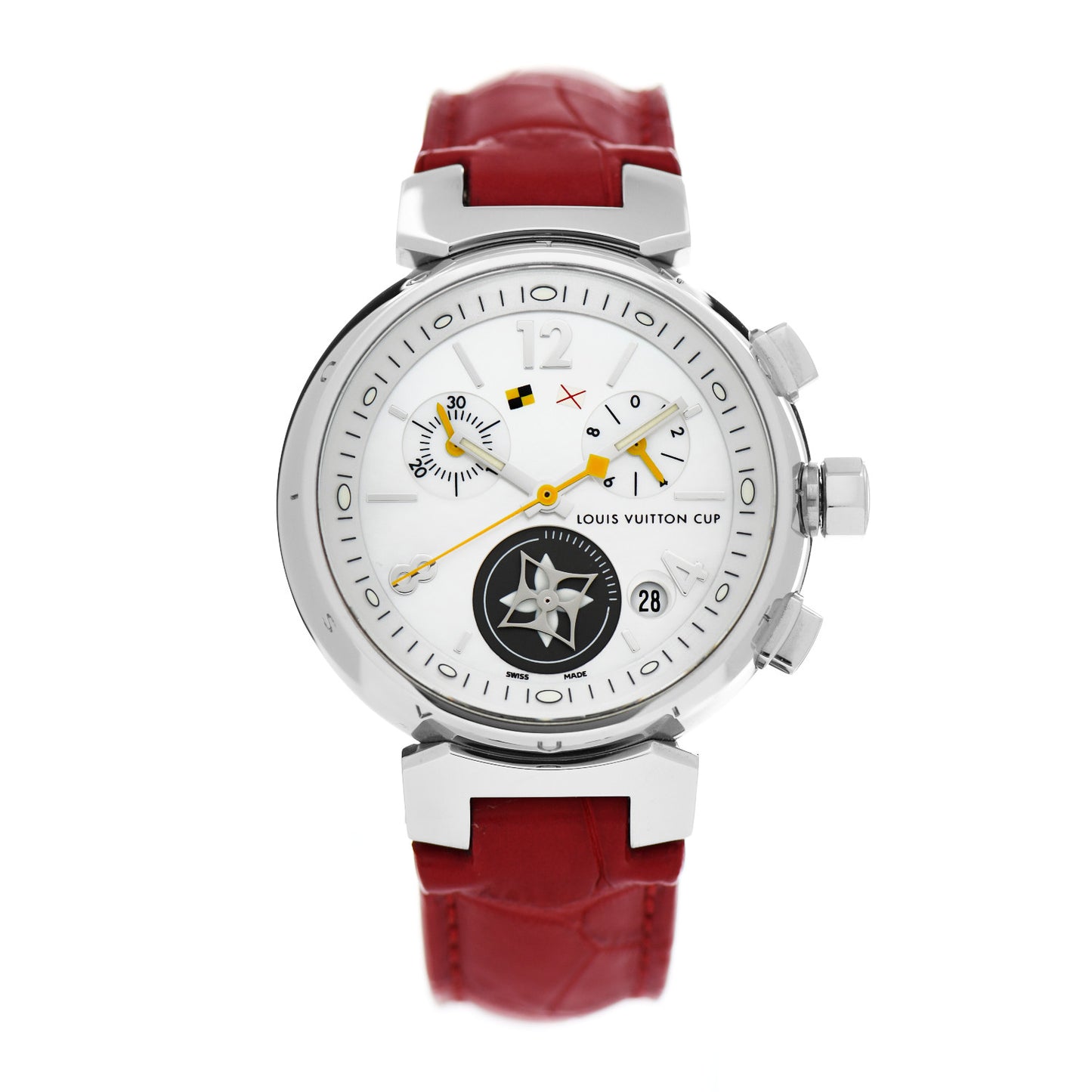 Stainless Steel Alligator Mother of Pearl 28mm Tambour Lovely Cup Quartz Watch