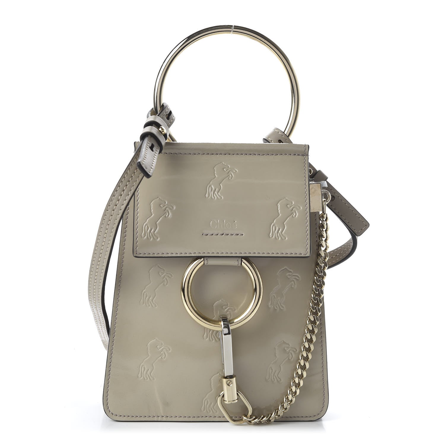 Chloe Patent Calfskin Little Horses Debossed Mini Faye Bag Motty Grey 1 of 9