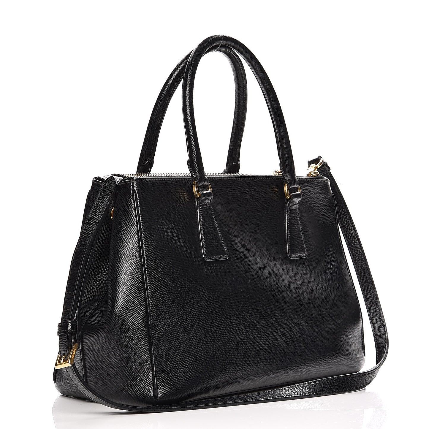 Saffiano Small Galleria Double Zip Tote Black