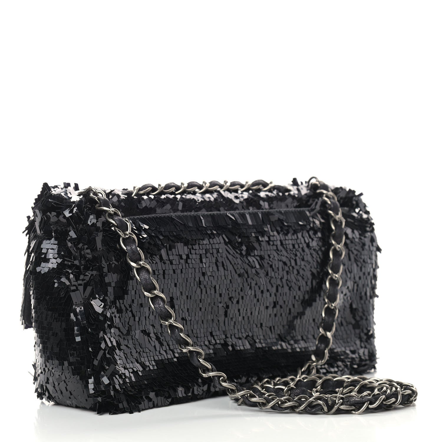 Chanel Sequin Embroidered Small Single Flap Black 3 of 9