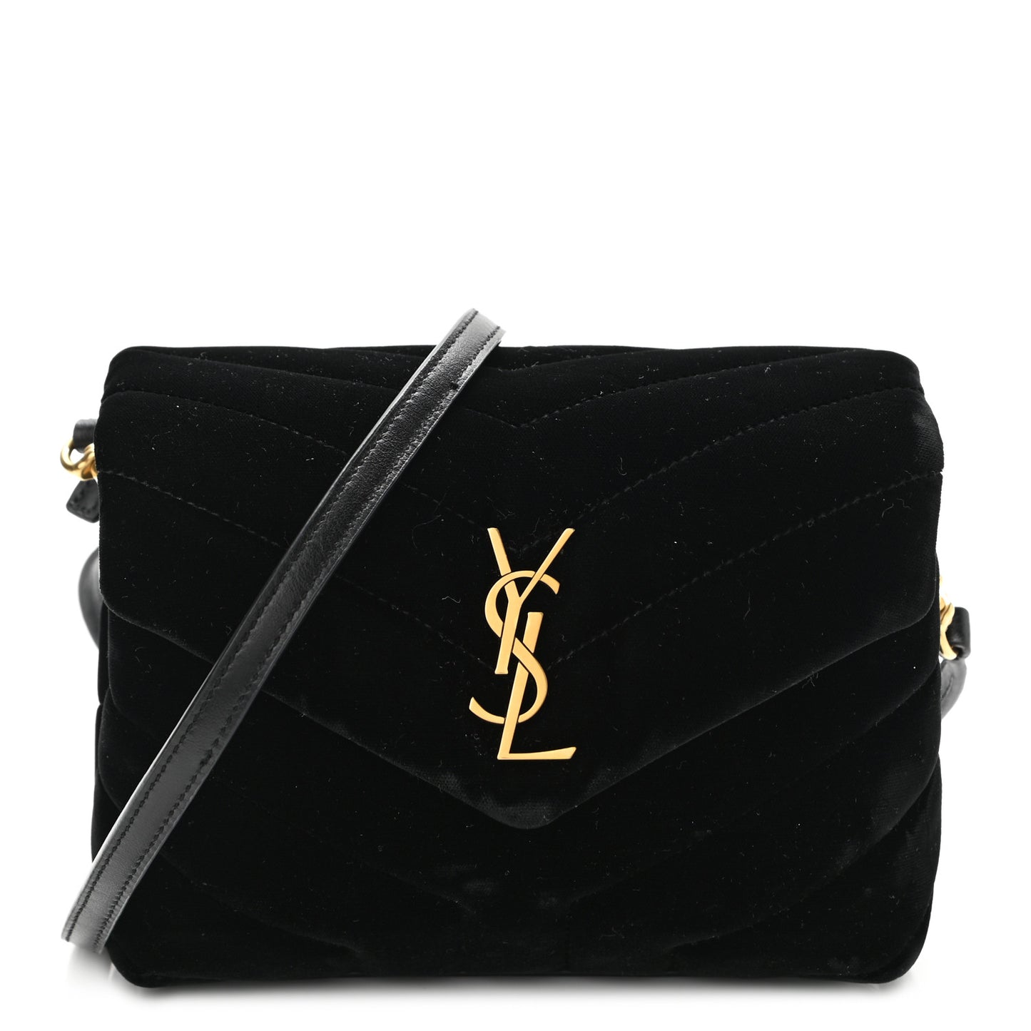 Velvet Y Quilted Monogram Toy Loulou Chain Satchel French Black