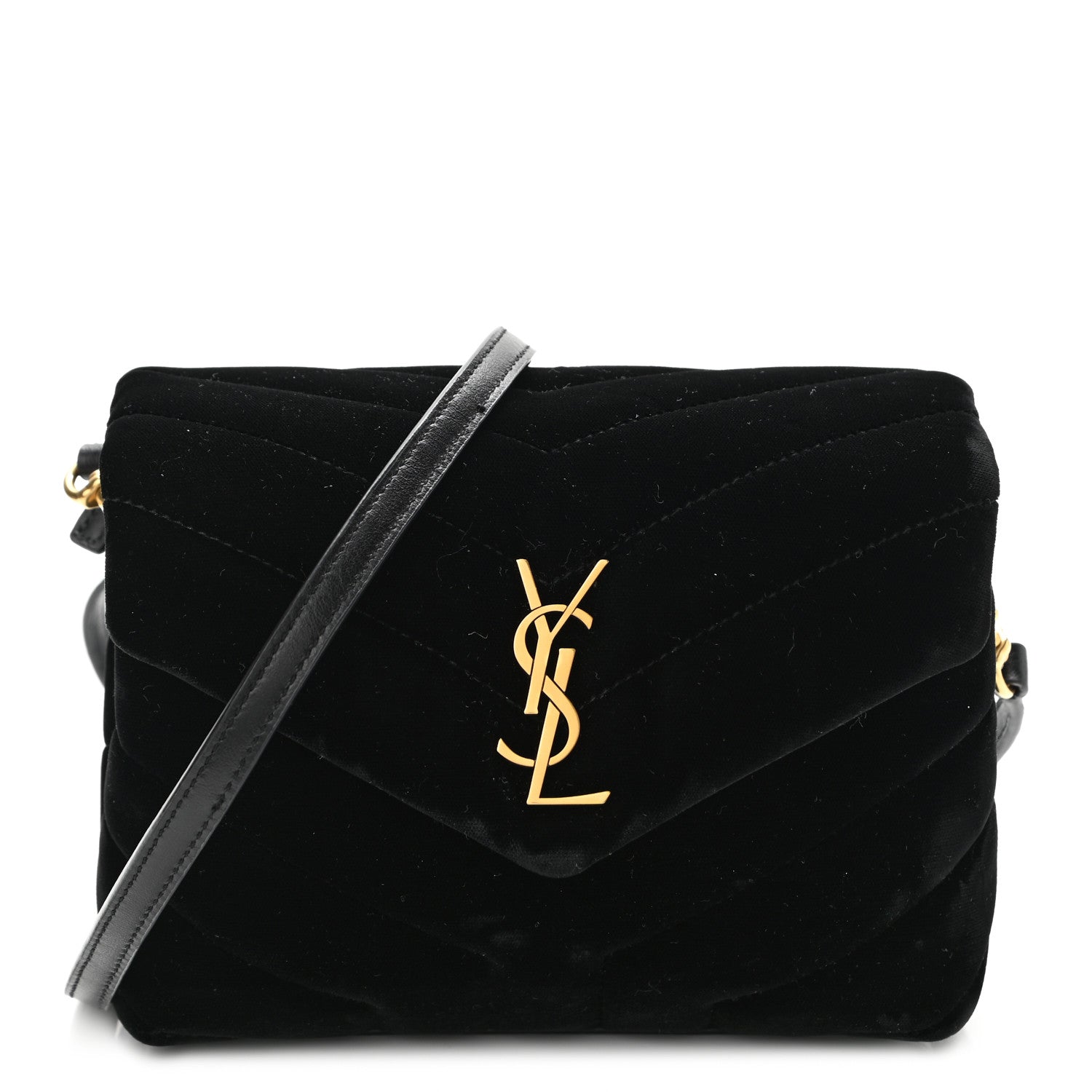 Saint Laurent Velvet Y Quilted Monogram Toy Loulou Chain Satchel French Black 1 of 12