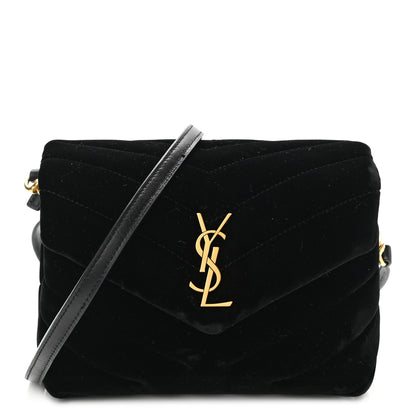 Saint Laurent Velvet Y Quilted Monogram Toy Loulou Chain Satchel French Black 1 of 12