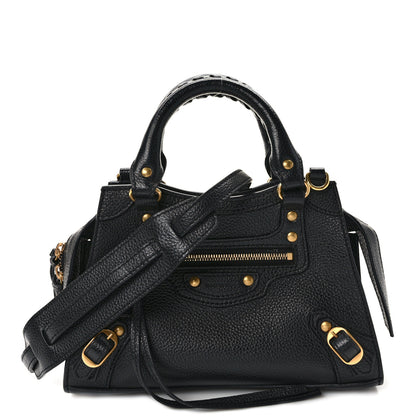 Balenciaga Grained Calfskin Neo Classic Gold Hardware Mini City Black 1 of 8
