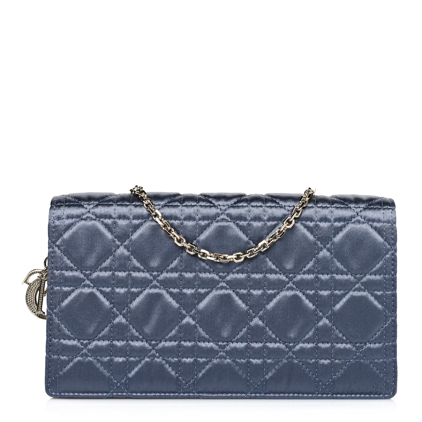 Satin Cannage Lady Dior Clutch Blue