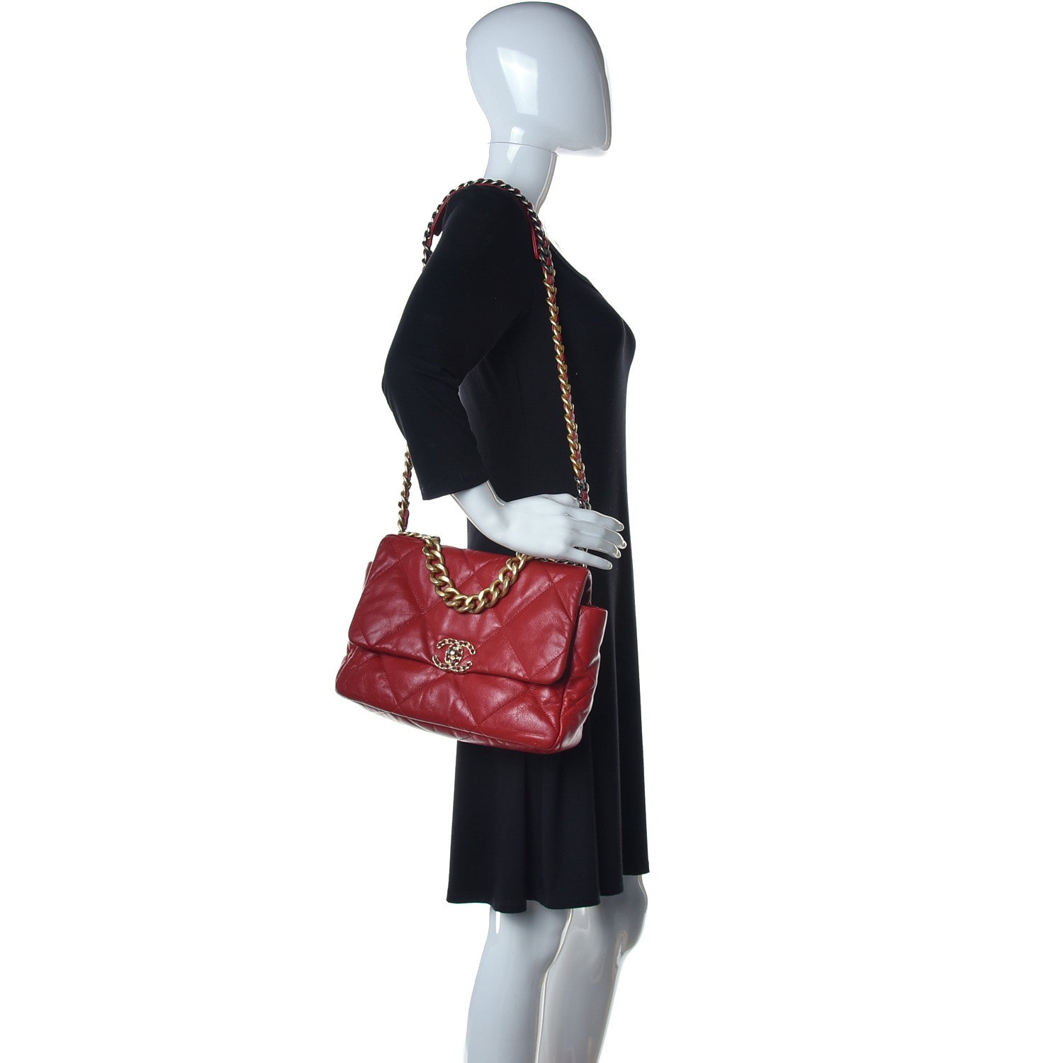 Chanel Lambskin Quilted Large Chanel 19 Flap Red 2 of 11