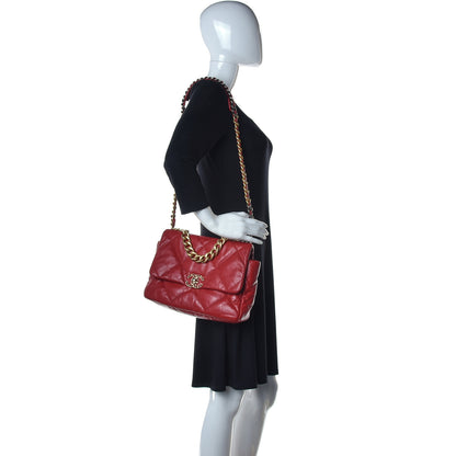 Chanel Lambskin Quilted Large Chanel 19 Flap Red 2 of 11