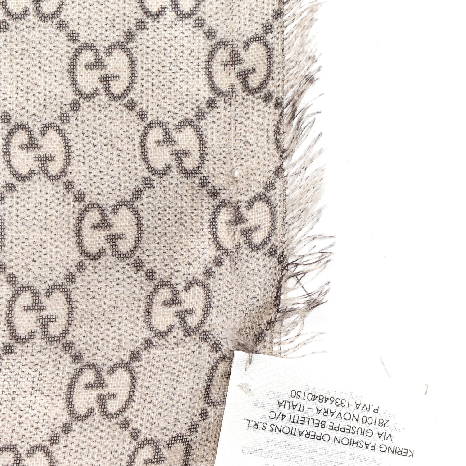 Gucci Wool GG Monogram Web Webole Scarf Beige Dark Green 7 of 7