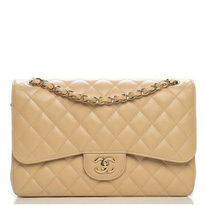 Chanel Caviar Quilted Jumbo Double Flap Beige Clair 1 of 7