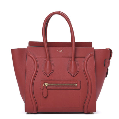 Celine Drummed Calfskin Micro Luggage Merlot 1 of 12
