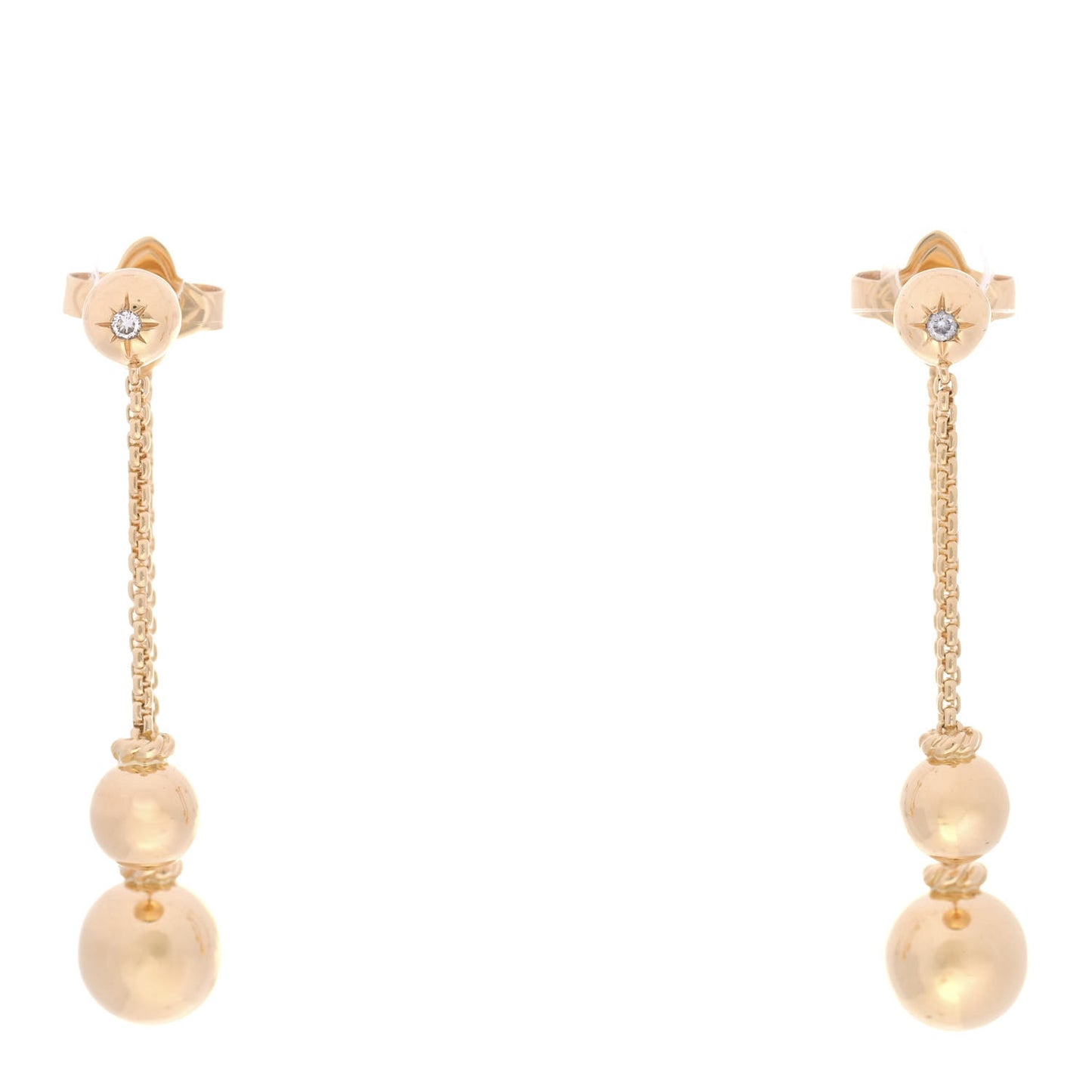 18K Yellow Gold Diamond Solari Chain Drop Earrings