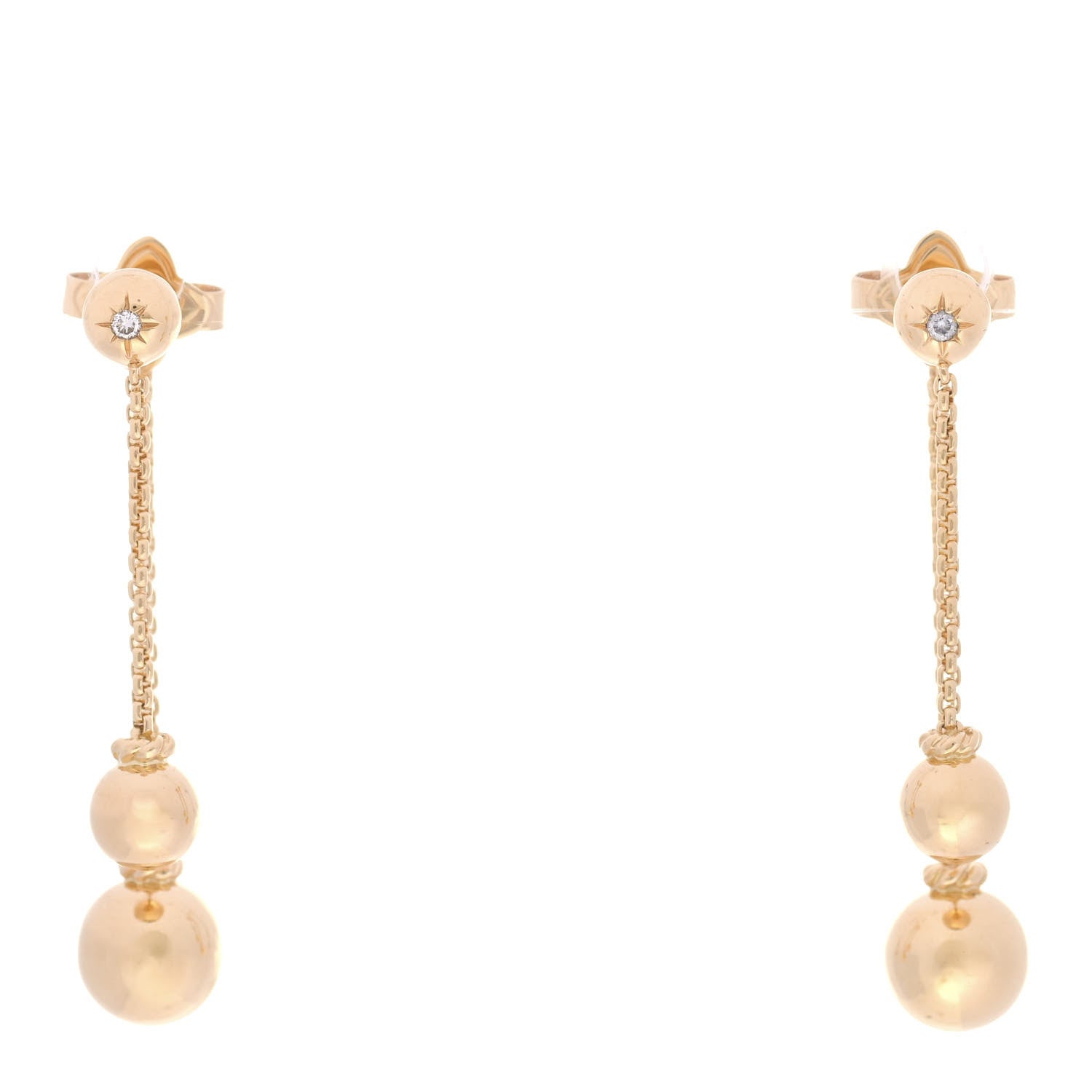 David Yurman 18K Yellow Gold Diamond Solari Chain Drop Earrings 1 of 5
