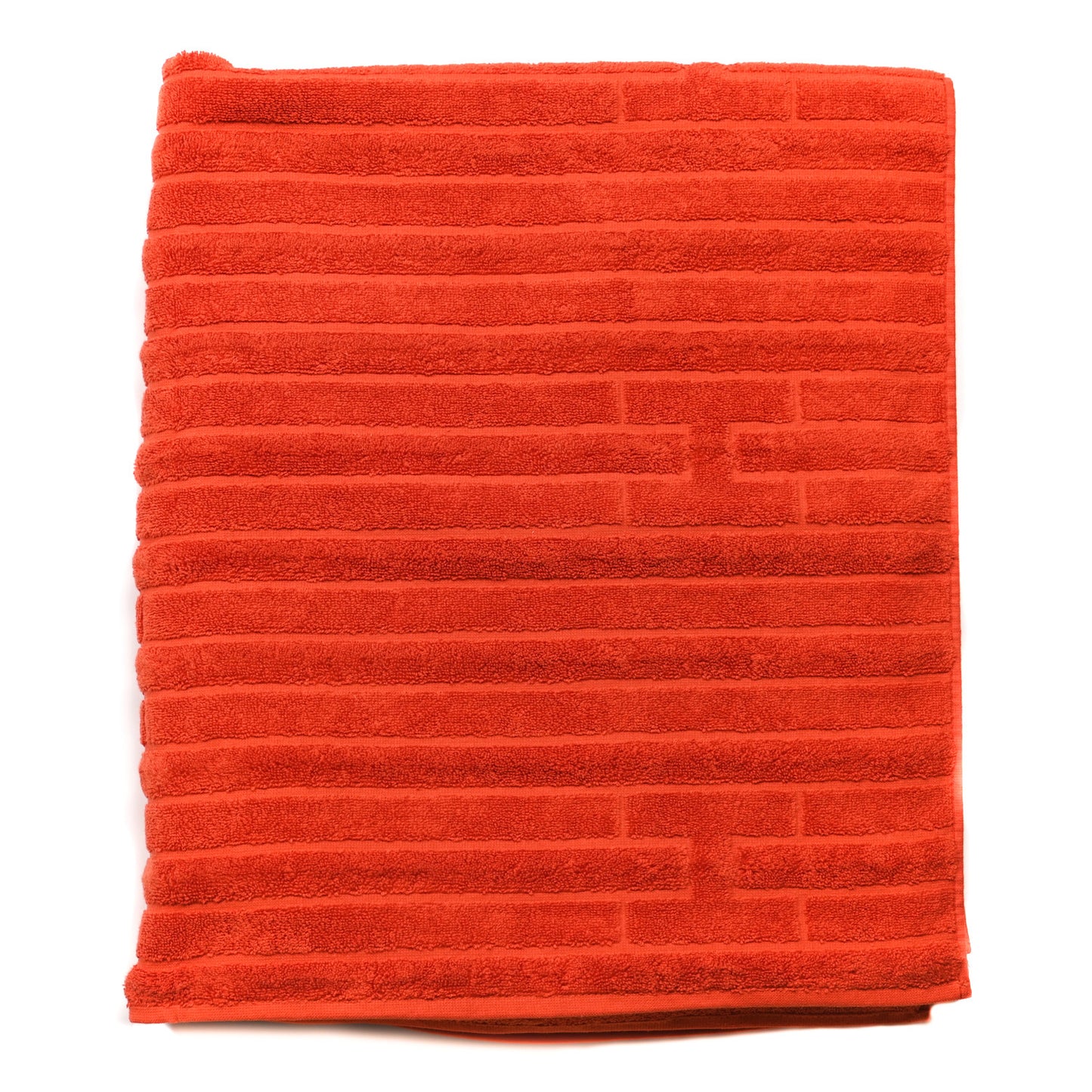 Cotton Labyrinthe Bath Towel Orange Feu