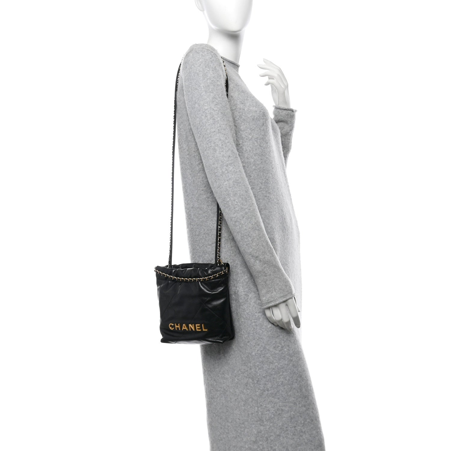 Chanel Shiny Calfskin Quilted Mini Chanel 22 Black 2 of 10