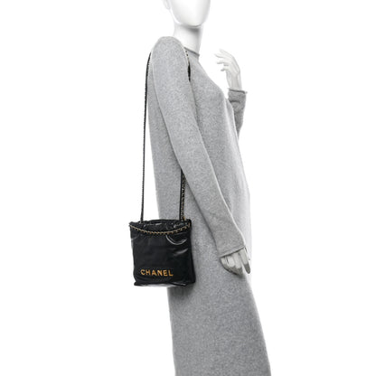 Chanel Shiny Calfskin Quilted Mini Chanel 22 Black 2 of 10