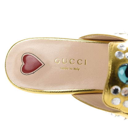 Gucci Metallic Nappa Crystal Womens Princetown Slippers 36 Gold 7 of 10