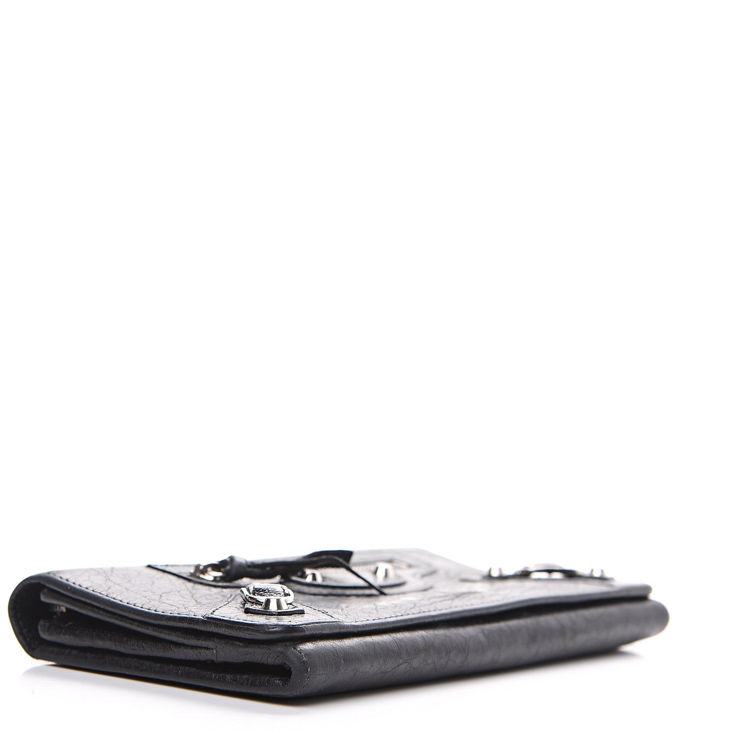 Balenciaga Agneau Classic Silver Hardware Money Wallet Black 3 of 12