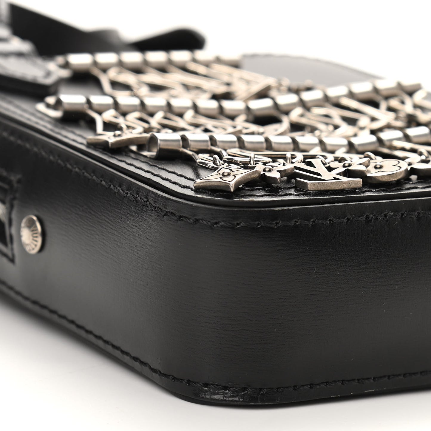 Calfskin Flower Charms Danube Messenger Black