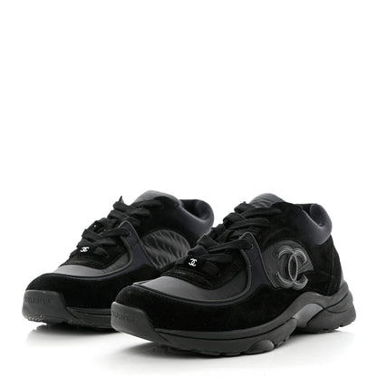 Chanel Mixed Fibers Calfskin Suede CC Sneakers 40.5 Black 3 of 9