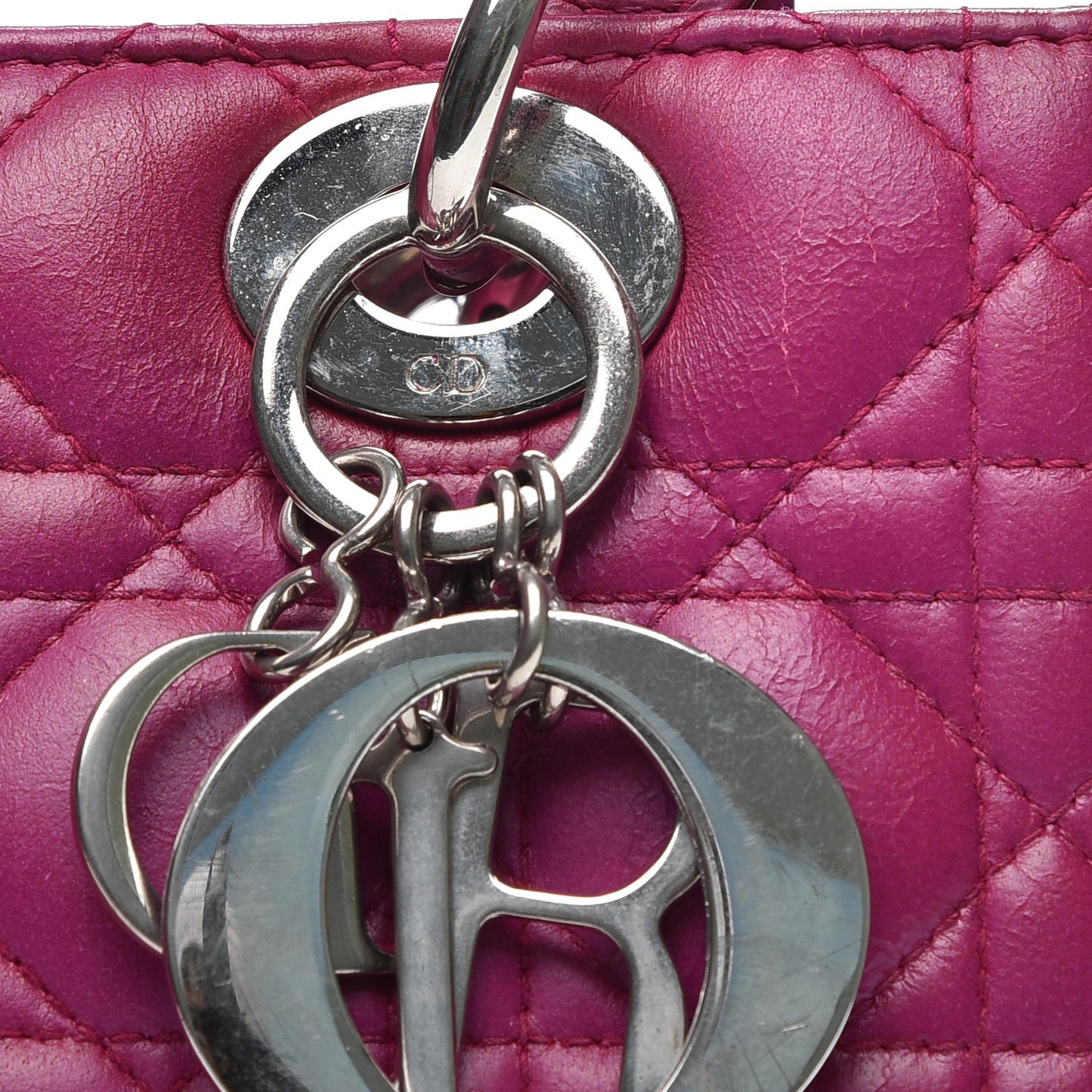 Lambskin Cannage Medium Lady Dior Fuchsia
