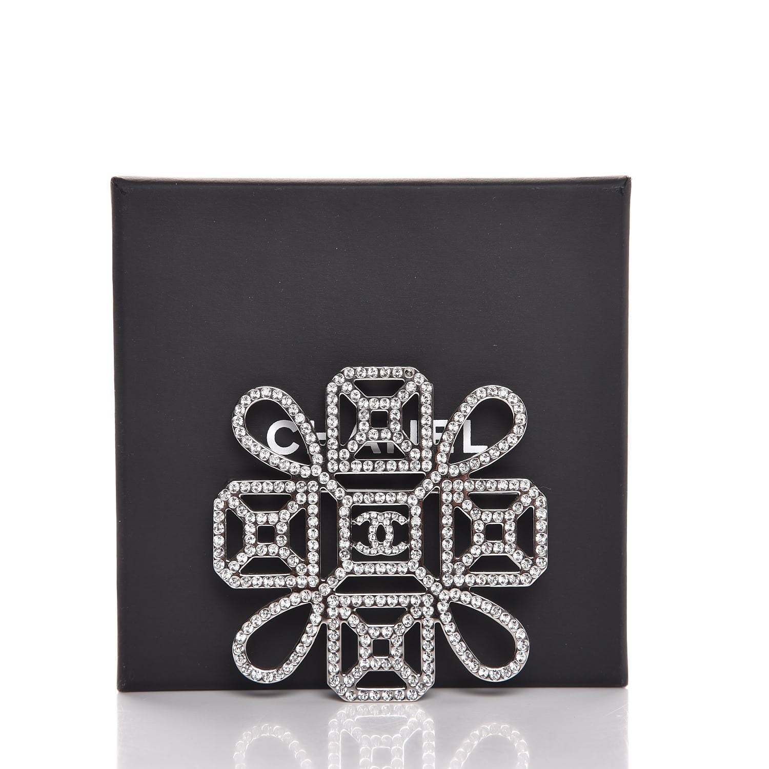Chanel Crystal CC Brooch Silver 5 of 5
